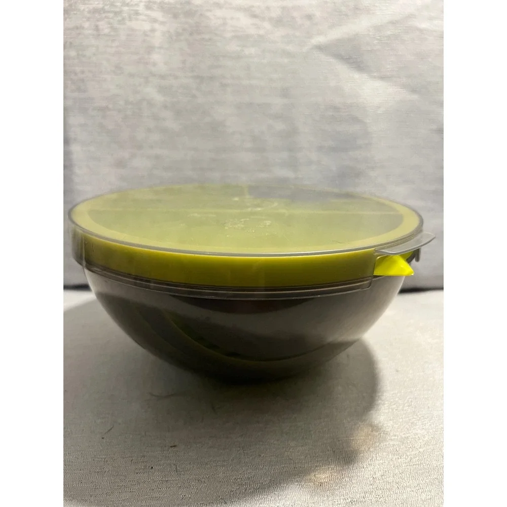 Pampered Chef On-the-Go Salad Chefs Bowl Green Gray Lunch Container Set